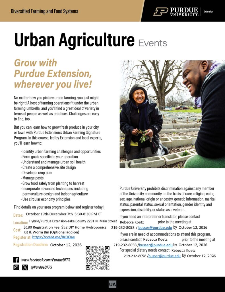 Flyer for the Urban Agriculture Program.