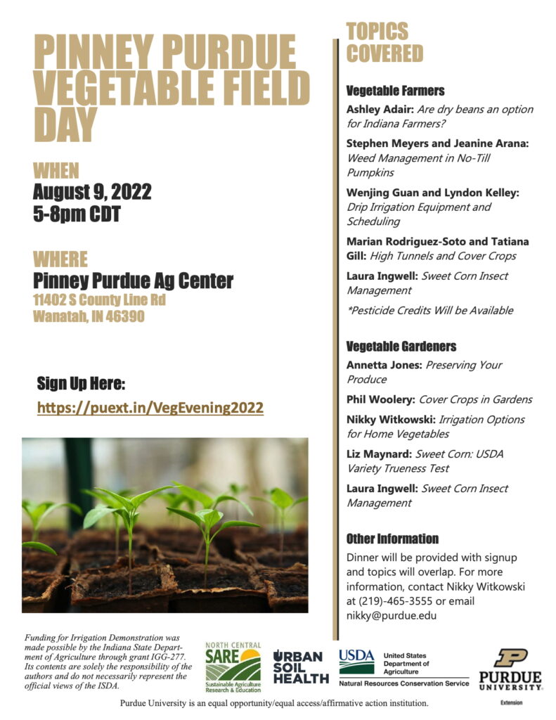 Flyer with information about Aug 9 2022 Vegetable Field Day