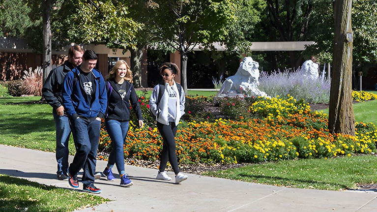 Purdue University University students walking around campus.