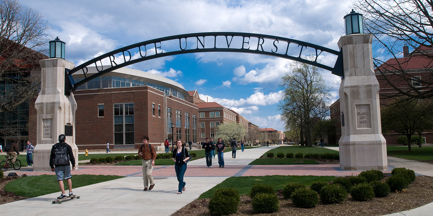 Purdue University West Lafayette campus archway.