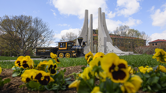 The Purdue Engineering Fountain and Boilermaker Special in the spring.