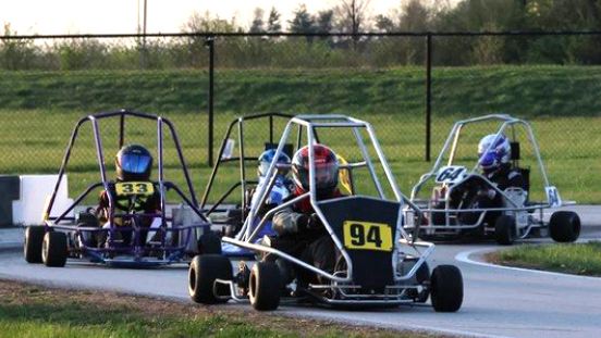 Purdue Grand Prix racers on the track.