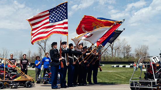 Purdue Reserve Officers’ Training Corps students at Grand Prix.