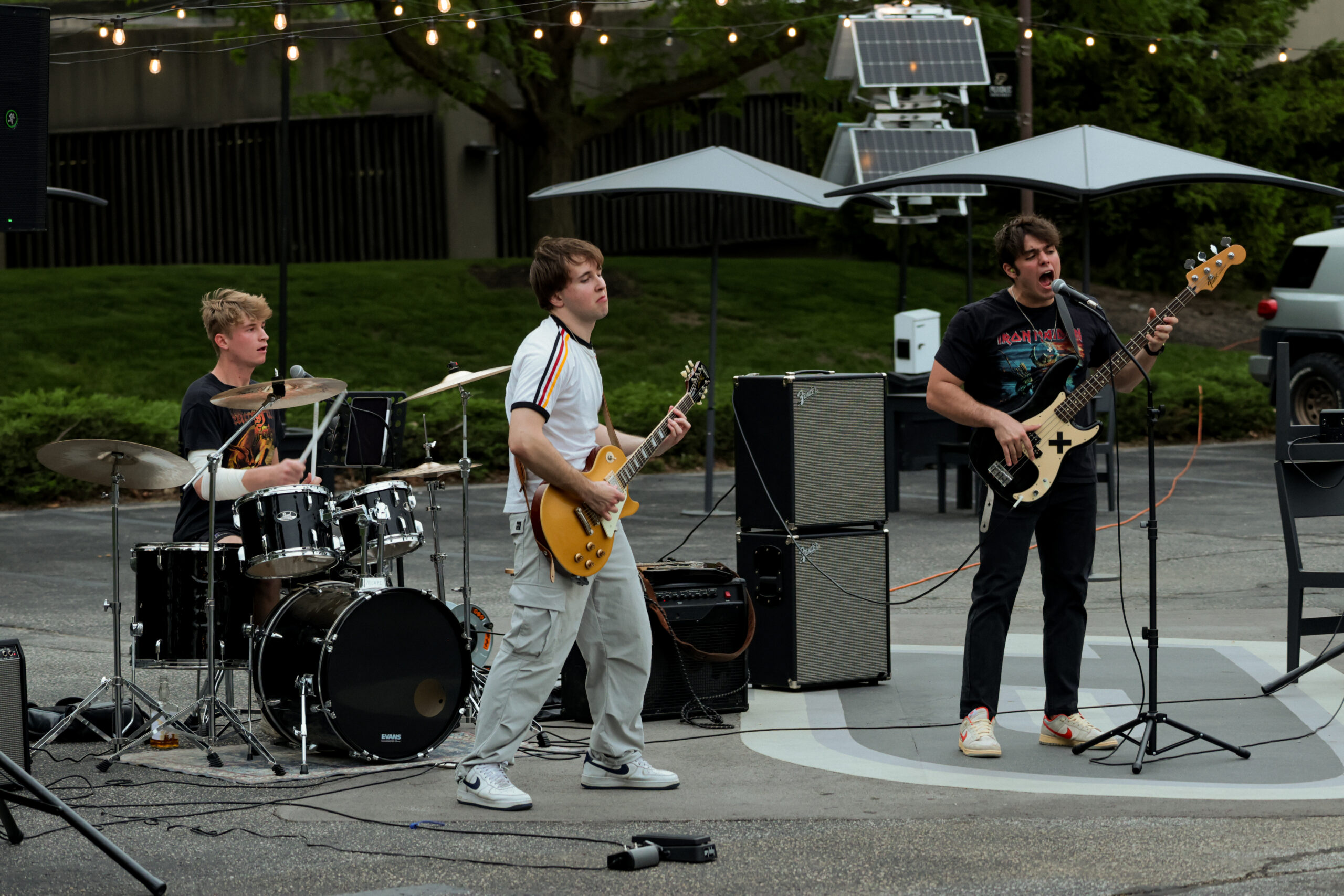 A student band playing outdoors
