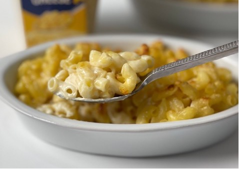 A bowl of mac and cheese. 