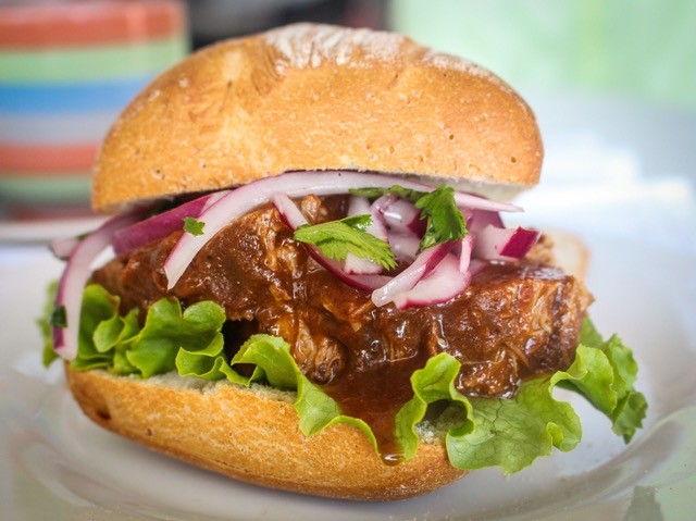 A pulled pork sandwich. 