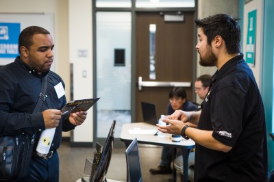 Student asking an instructor a question