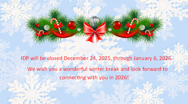 IDP Winter Break hours 2025