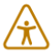 Icon of a person inside a yellow triangle shape