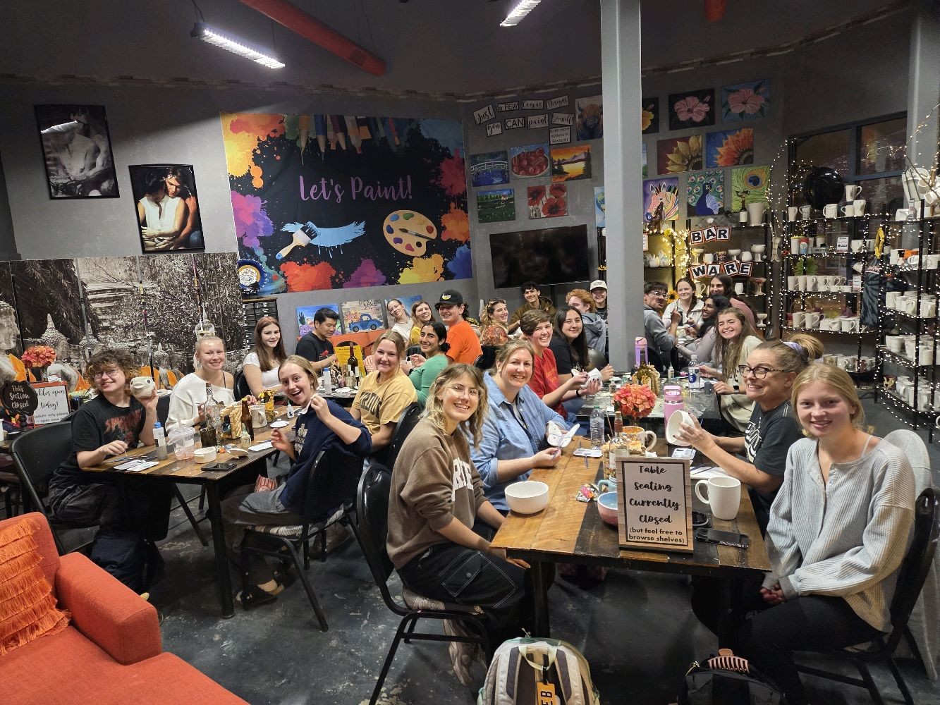 Explorers LC students at a ceramics event hosted by the professors