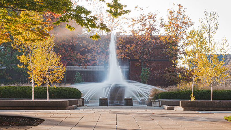 The Loeb Fountain on the Purdue University campus.