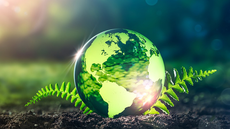 A graphic representing the earth and climate change