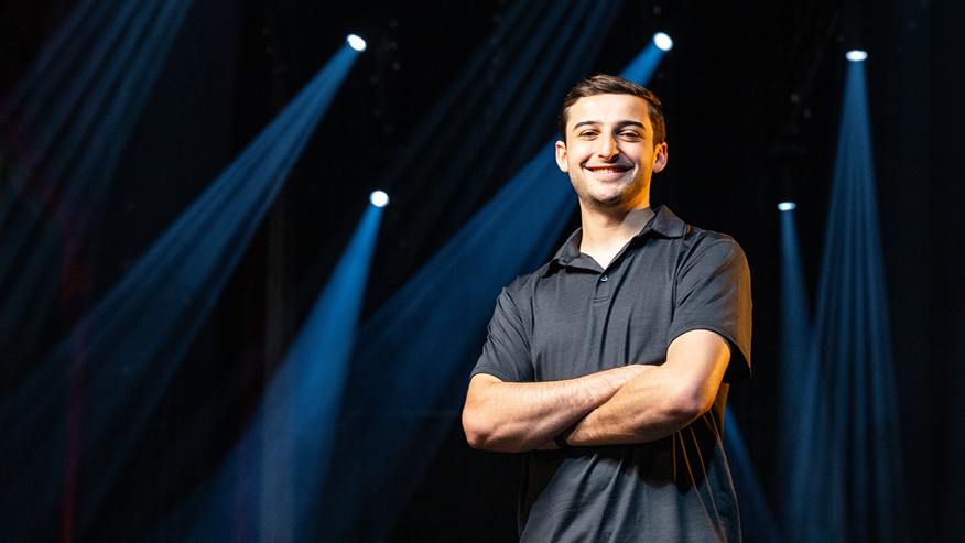 Man standing on stage