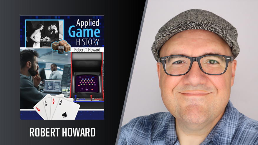 Graphic of book cover and face of a man