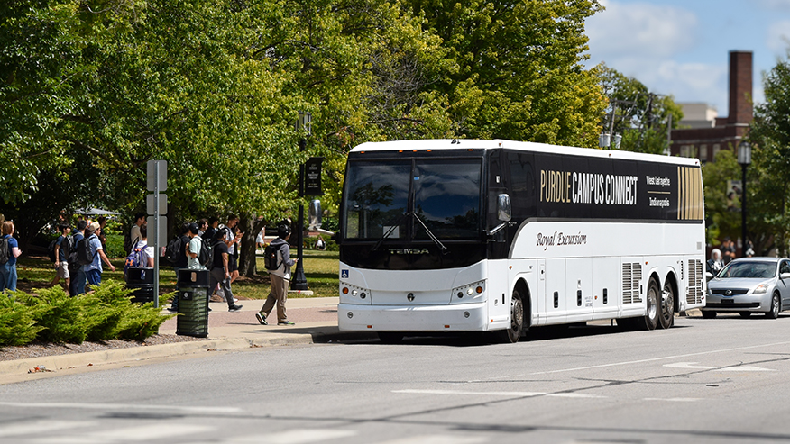 A Campus Connect shuttle waiting to pick up and transport students to their destination