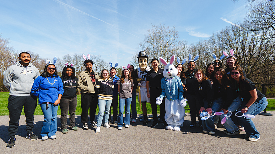 A group photo of volunteers from the egg hunt.