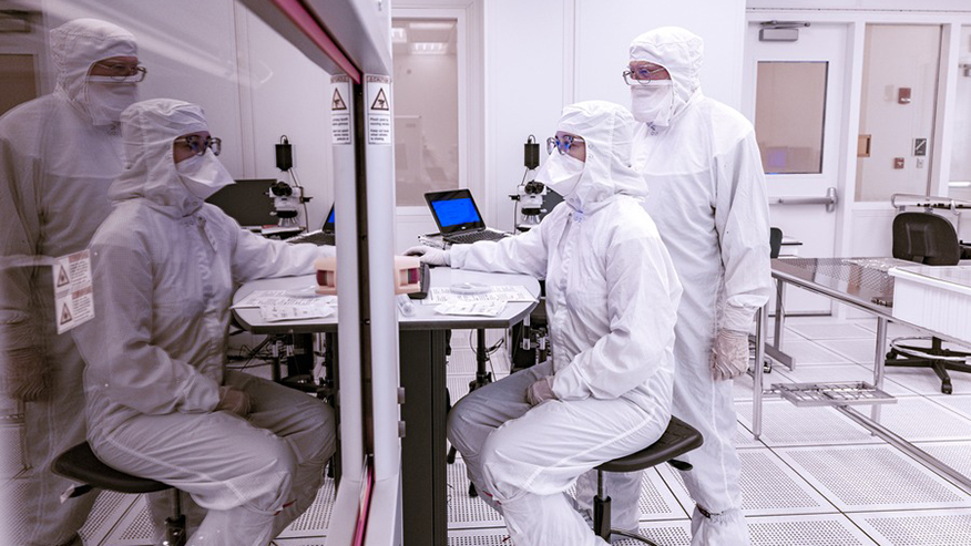 Researchers in lab