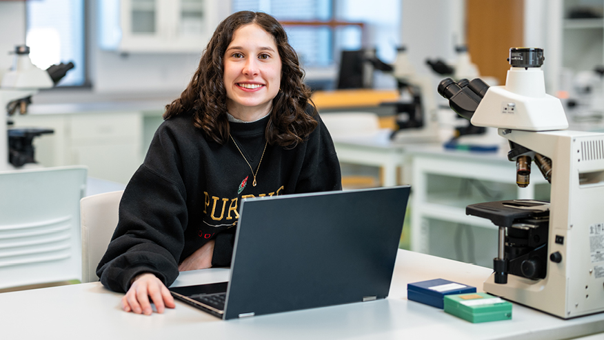 Female student in lab