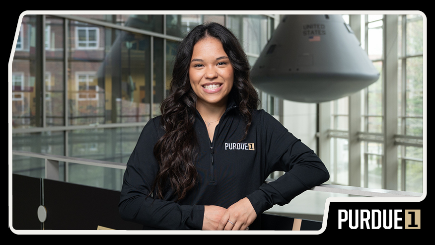 Graphic featuring female student