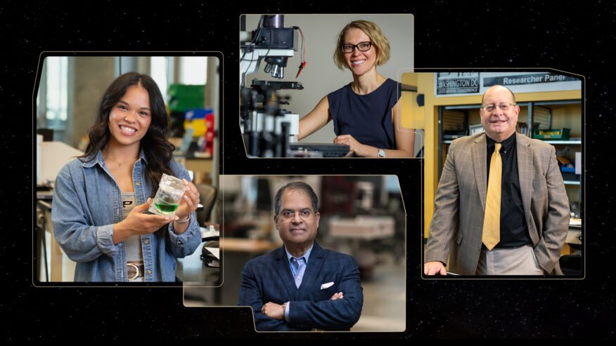 Graphic featuring 4 researchers