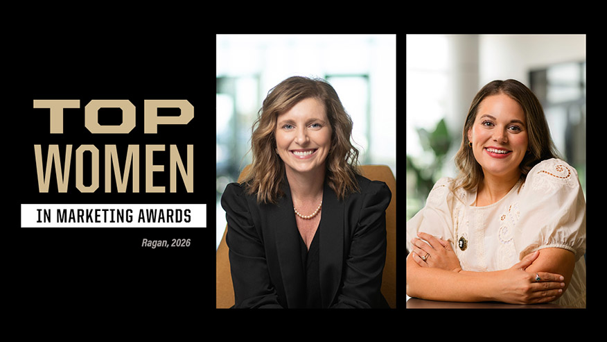A graphic with photos of Kelly Hiller and Katie Ellis and the words “Top Women in Marketing Awards Ragan, 2026.”