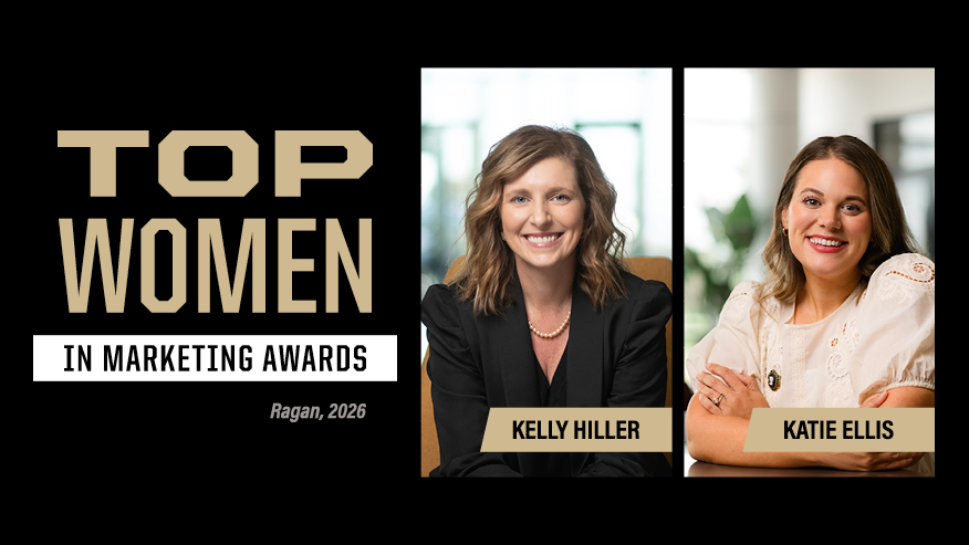 A graphic with photos of Kelly Hiller and Katie Ellis and the words “Top Women in Marketing Awards Ragan, 2026.”