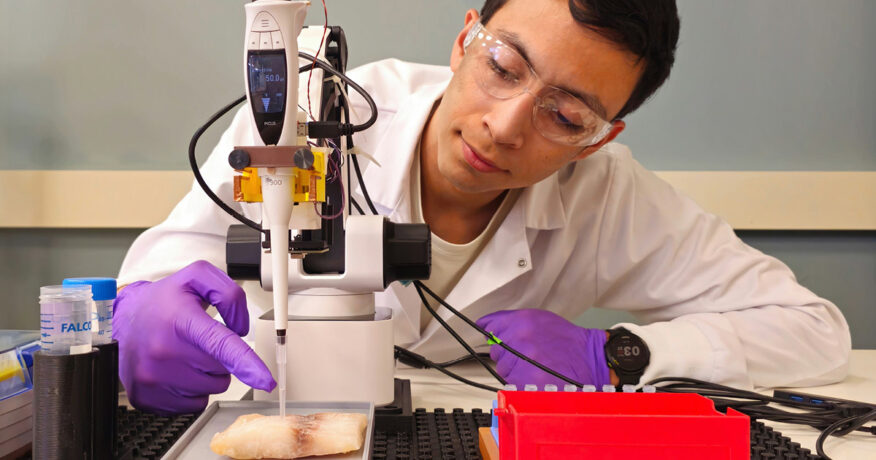 Photograph accompanying Purdue's touch probe attacks the prep bench, not the mass spectrometer