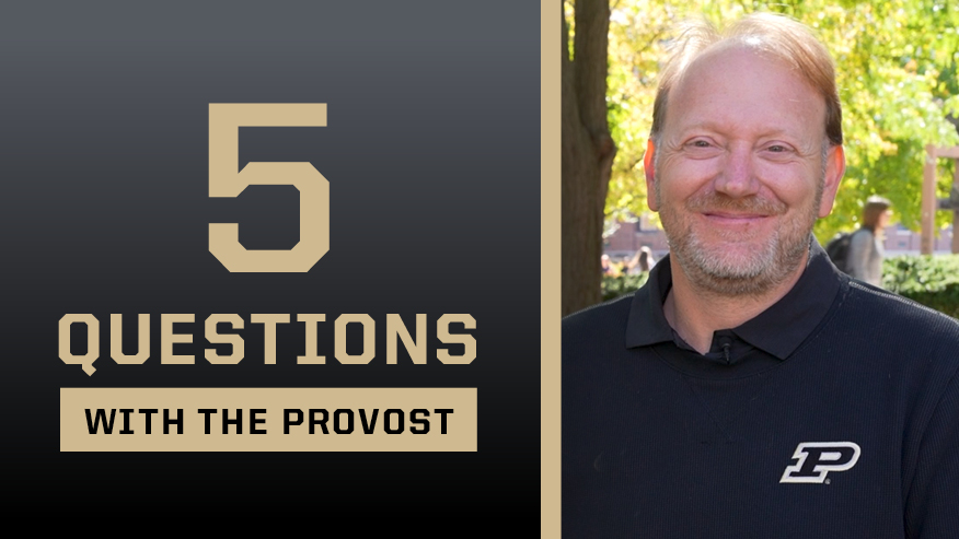 Provost Wolf graphic referencing "5 Questions with the Provost" video series
