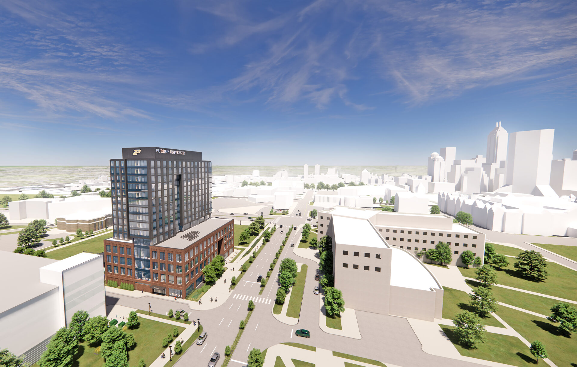 Academic Success Building Aerial Rendering