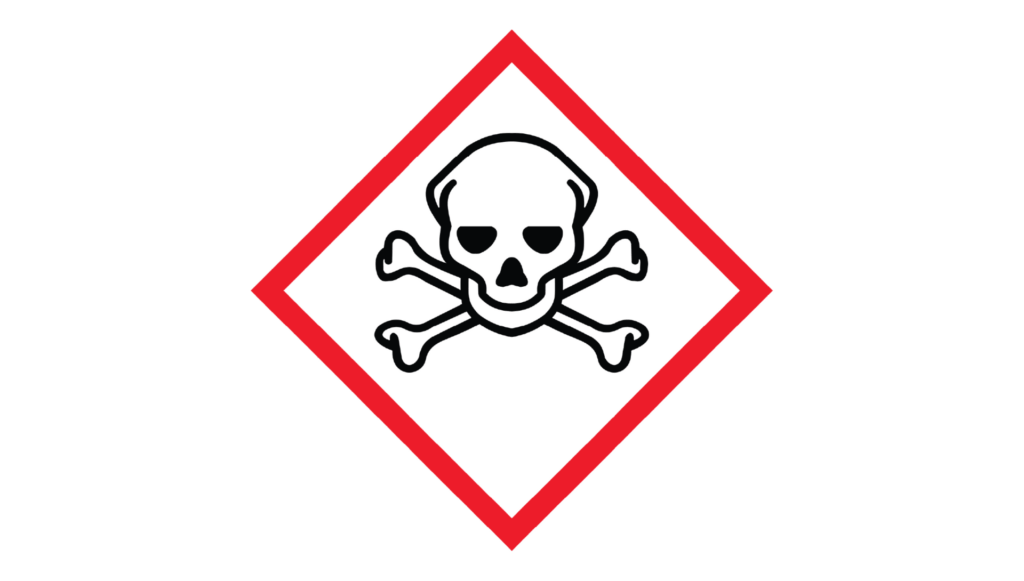 Acute Toxicity symbol, skull and crossbones in a red diamond