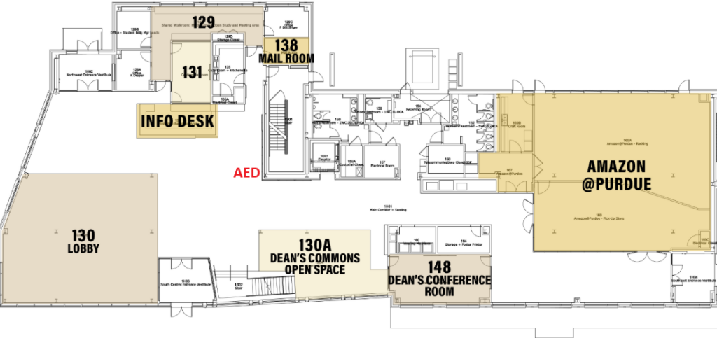 Map of KRCH 1st floor to show AED location