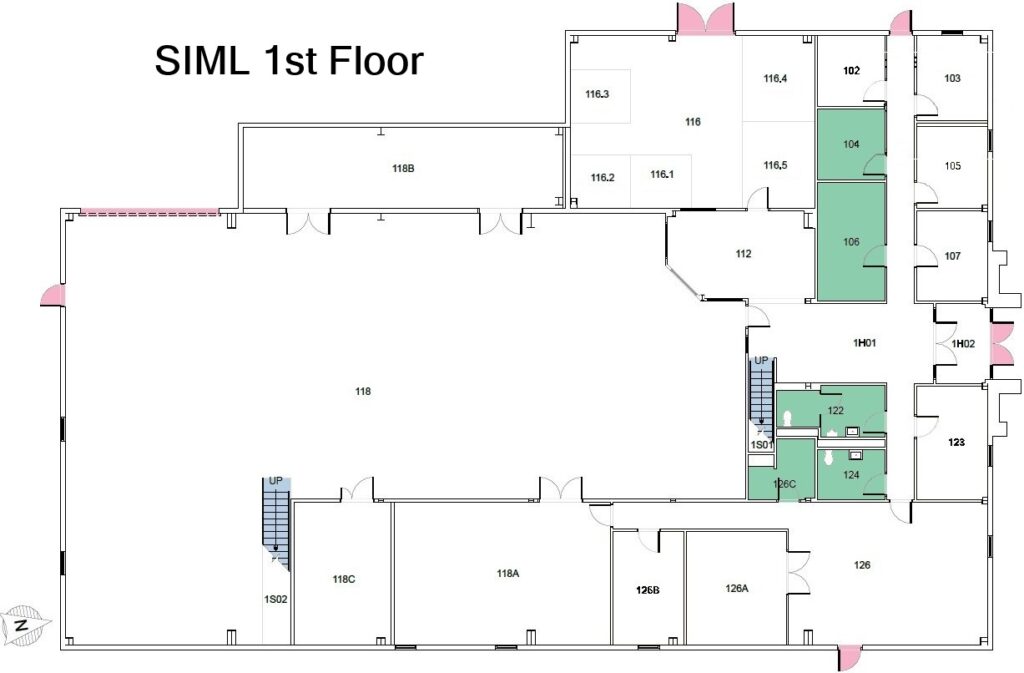 Diagram showing the first floor of SIML.