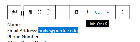 The link icon in the toolbar.