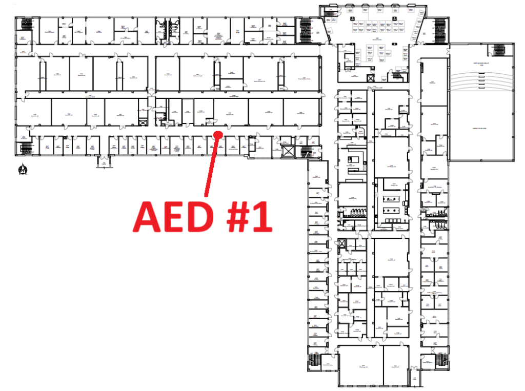 Map showing AED location in LILY hall.