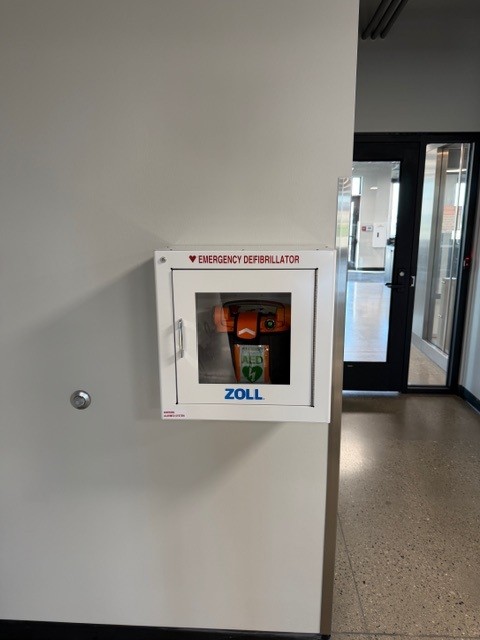 AED 1 Location, Pictured hanging up by the S door