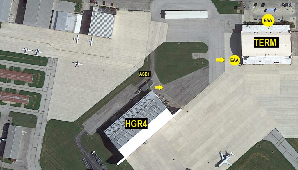Overhead map shwoing the location of ASB1 and nearby buildings