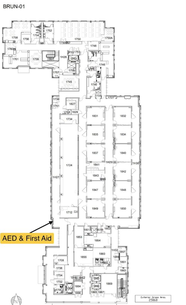 BRUN AED map 1st floor
