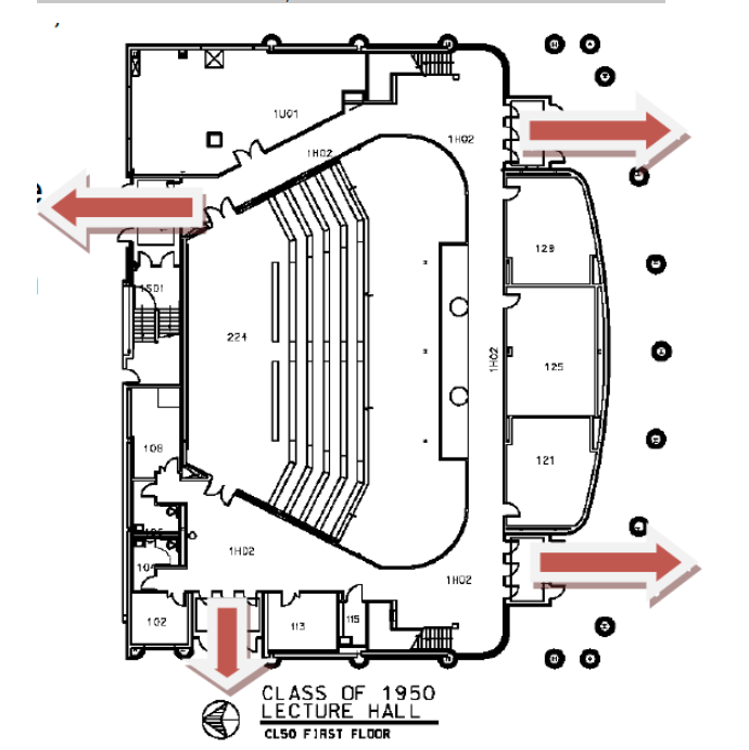 Map of emergency exits in CL50
