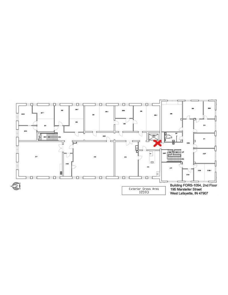 Picture of building floor plan that shows AED location.
