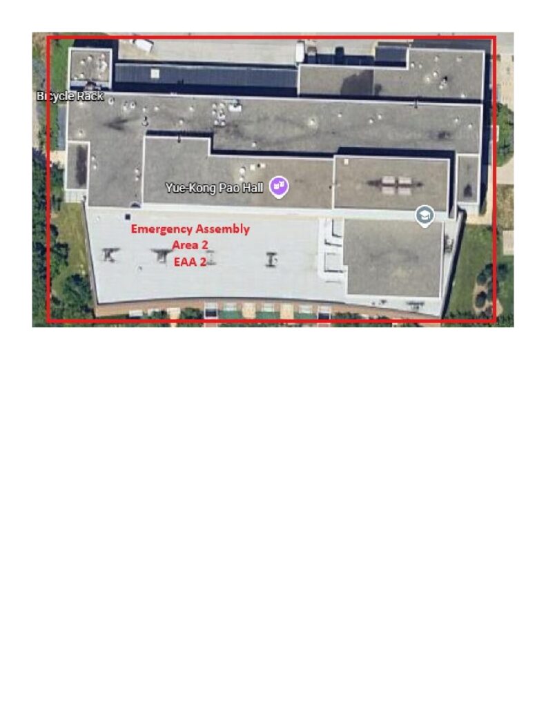 Picture showing the buildings second Evacuation/Emergency Assembly Area (EAA 2). This is used in case of inclement weather. 