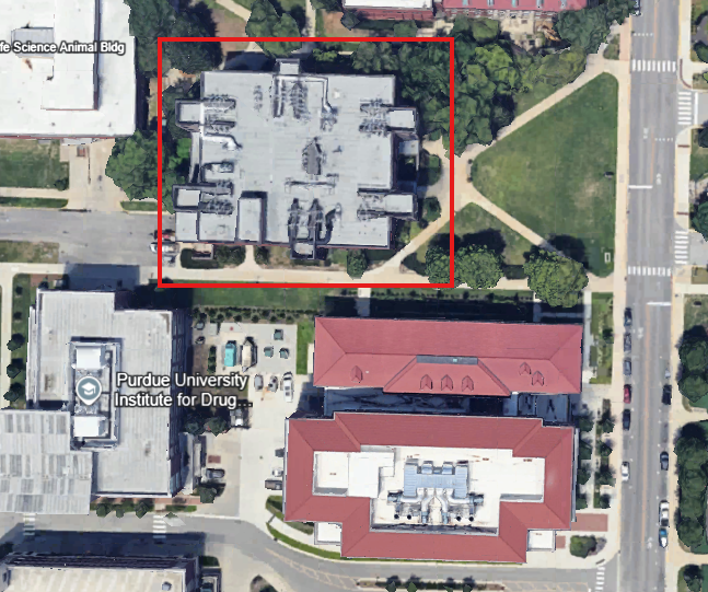 Google earth image above ABE building. The red square indicates ABE's secondary EAA loaction.