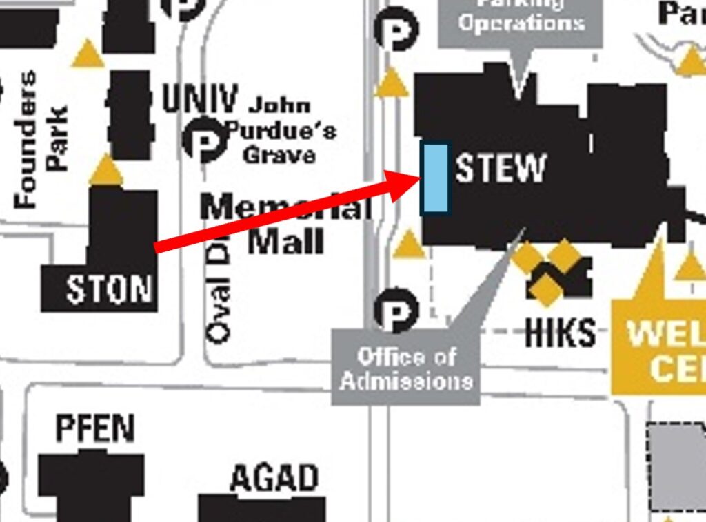 In case of inclement weather, meet in Stewart Center in the lobby outside the library (west side of Stewart Center).