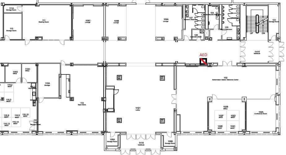 map of first floor AED location