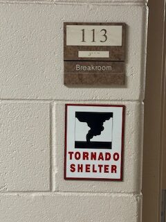 Photo of Tornado Shelter signage