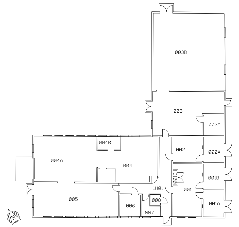ZL2 floor plan, north is up and left. Parking lot to the left