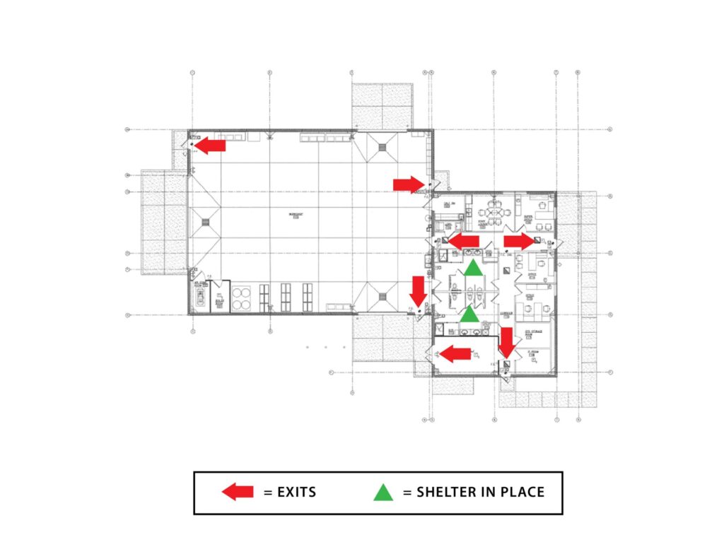 Map of locations to exit the building