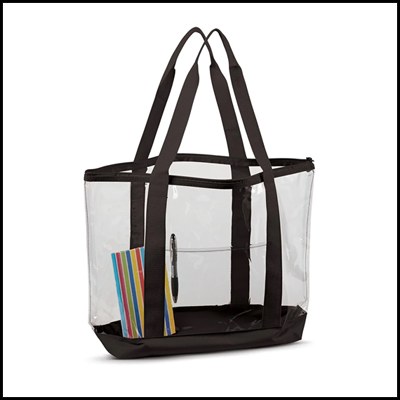 Clear stadium tote in black