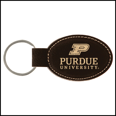 Black Purdue University leatherette keychain