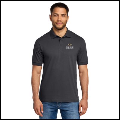 Knit polo in charcoal