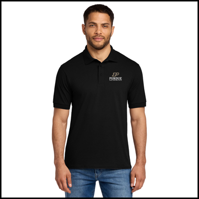 Knit polo in jet black